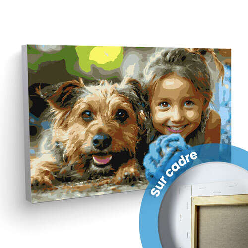 Gros plan d'un kit de peinture par numéros personnalisé à partir d'une photo personnelle